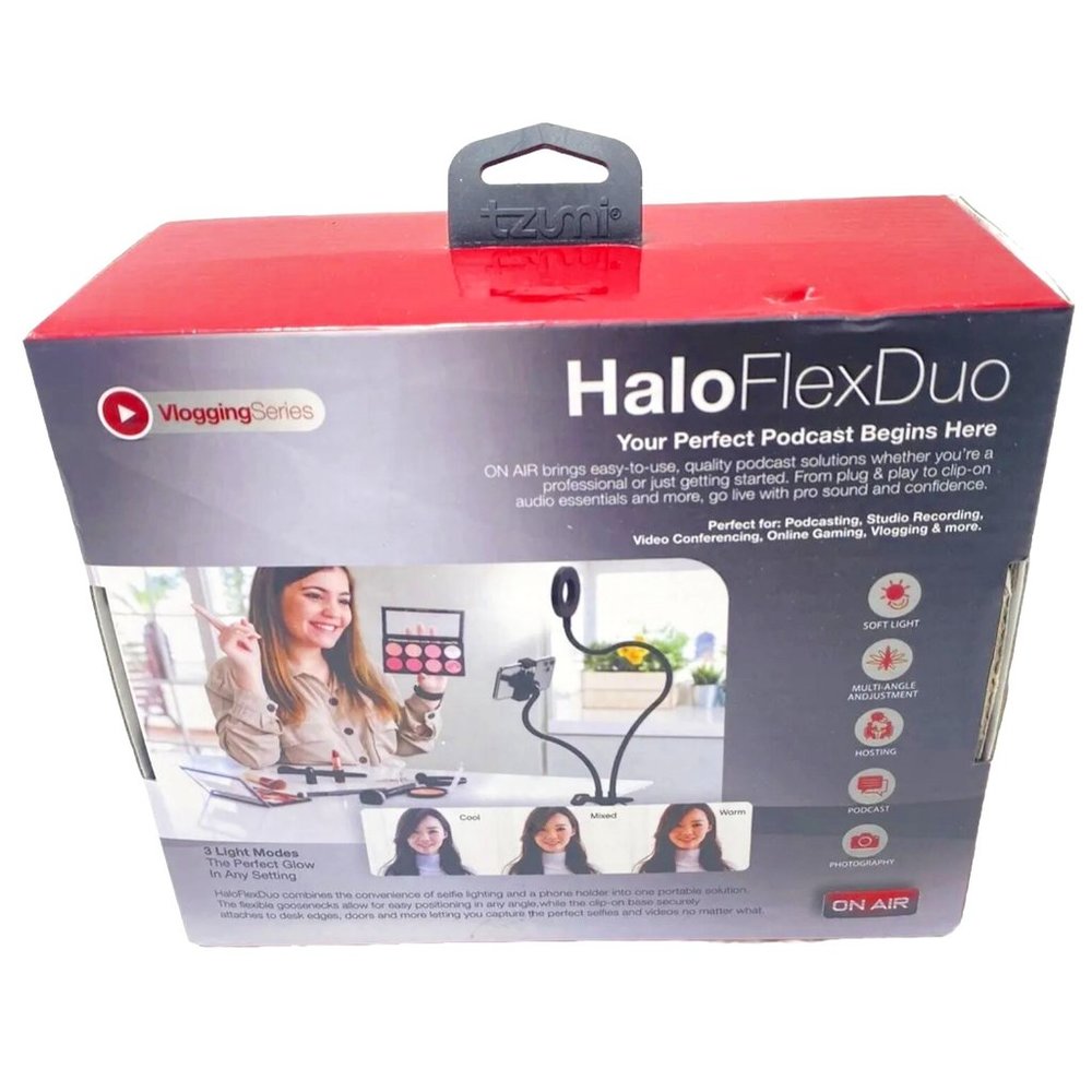 Halo Flex Duo 3.5" LED RingLight-Flex Phone Holder-Clip USB Power - New